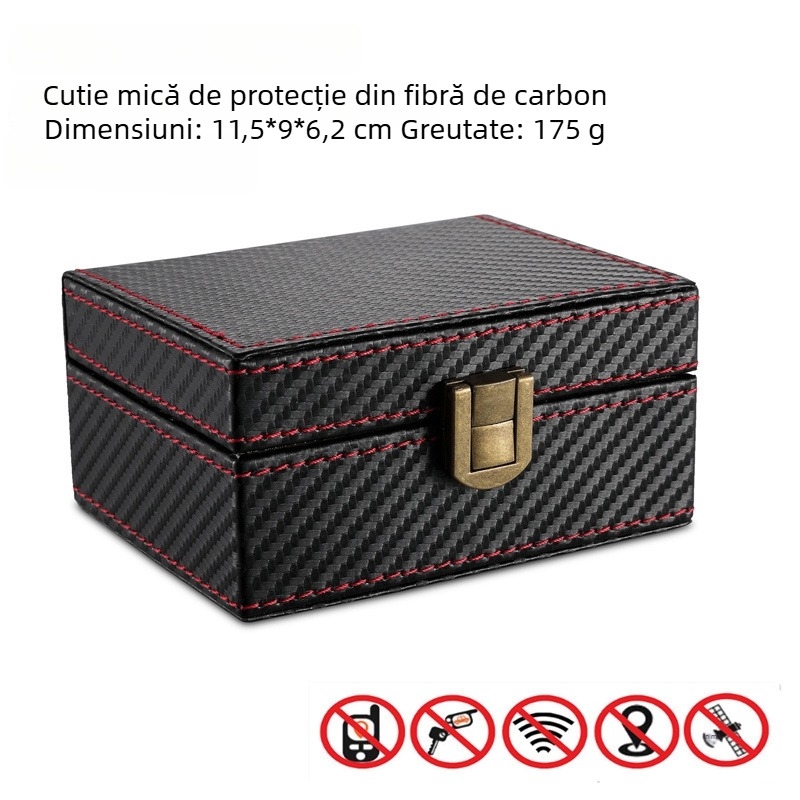 Geantă pentru chei din fibră de carbon cu protecție RFID, cusută, cu căptușeală nanoshielding