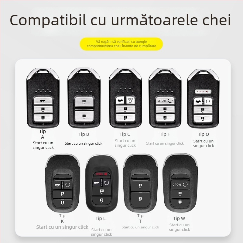 Husă pentru cheia Honda pentru Civic, Accord, CR-V, HR-V, XR-V, UR-V — aliaj de zinc, stil de afaceri, personalizabil