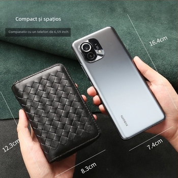 Geantă pentru chei | Simplu țesută în stil coreean, capacitate mare, design cu două rânduri pentru 16 chei, PU material, impermeabilă, ultra-ușoară, extensibilă