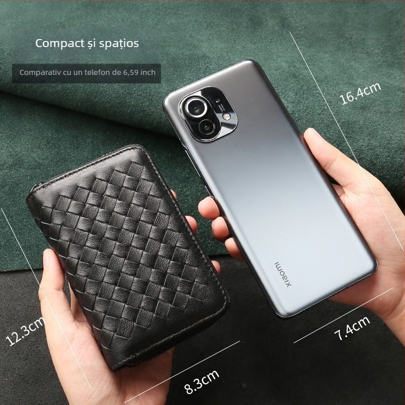 Geantă pentru chei | Simplu țesută în stil coreean, capacitate mare, design cu două rânduri pentru 16 chei, PU material, impermeabilă, ultra-ușoară, extensibilă