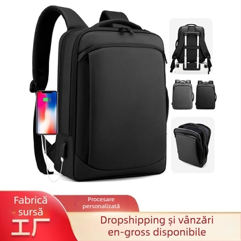 Rucsac pentru bărbați cu capacitate mare (36–55 L), pentru laptop de 15 inchi, din stofă Oxford, stil urban minimalist, curele curbate.
