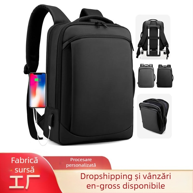 Rucsac pentru bărbați cu capacitate mare (36–55 L), pentru laptop de 15 inchi, din stofă Oxford, stil urban minimalist, curele curbate.