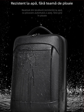 Rucsac de laptop din piele naturală pentru bărbați, piele de vită de înaltă calitate, extensibil, 20–35 L, compatibil cu laptop de 16 inch, curele de umăr curbate, căptușeală Oxford