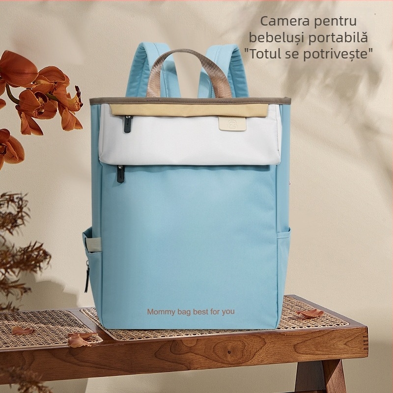 Rucsac ușor pentru mamă și bebeluș pentru ieșiri, din Oxford, stil proaspăt și drăguț, culoare uni, căptușeală poliester, curele de umăr curbate