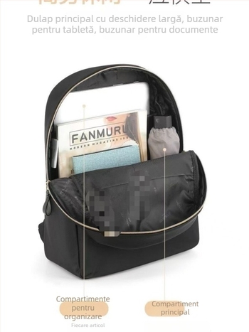 Rucsac din piele PU, stil urban minimalist, capacitate sub 20 L, căptușeală din nylon, curele cu pernă de aer, model cu litere