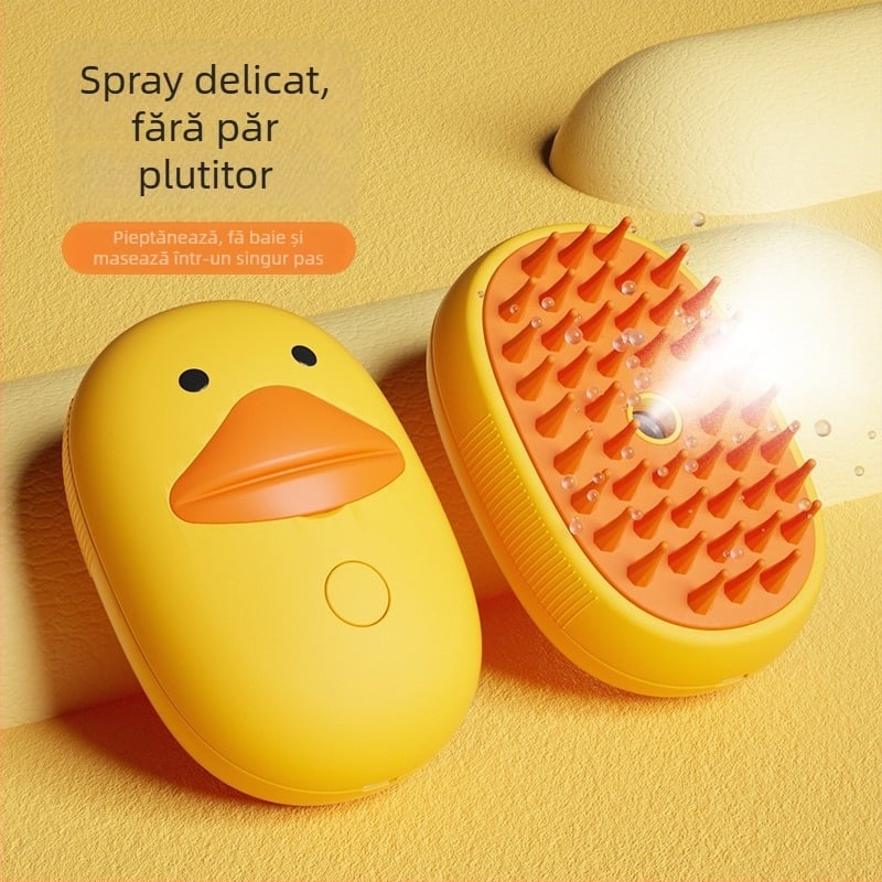 Pieptene cu spray pentru câini – masaj pentru blană (Material: ABS+TPR; Categorie: Pieptene/Perie; Cantitate cutie: 120; Brand privat autorizat: Da; Potrivit pentru: Câini)