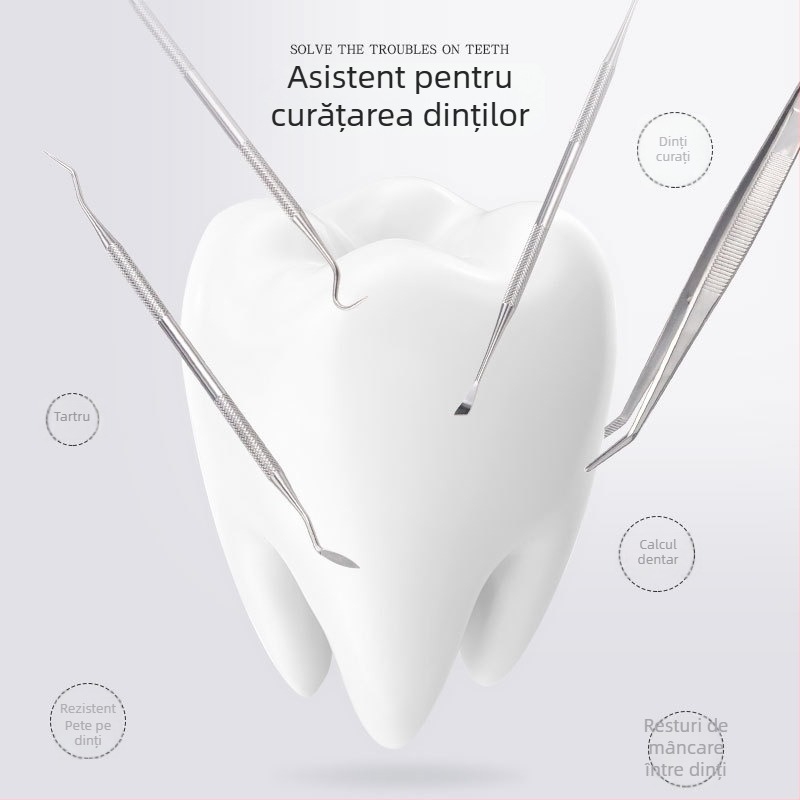 Unealtă de curățare a dinților pentru câini – Oțel inoxidabil, Hartley, pachet de cinci, multifuncțional
