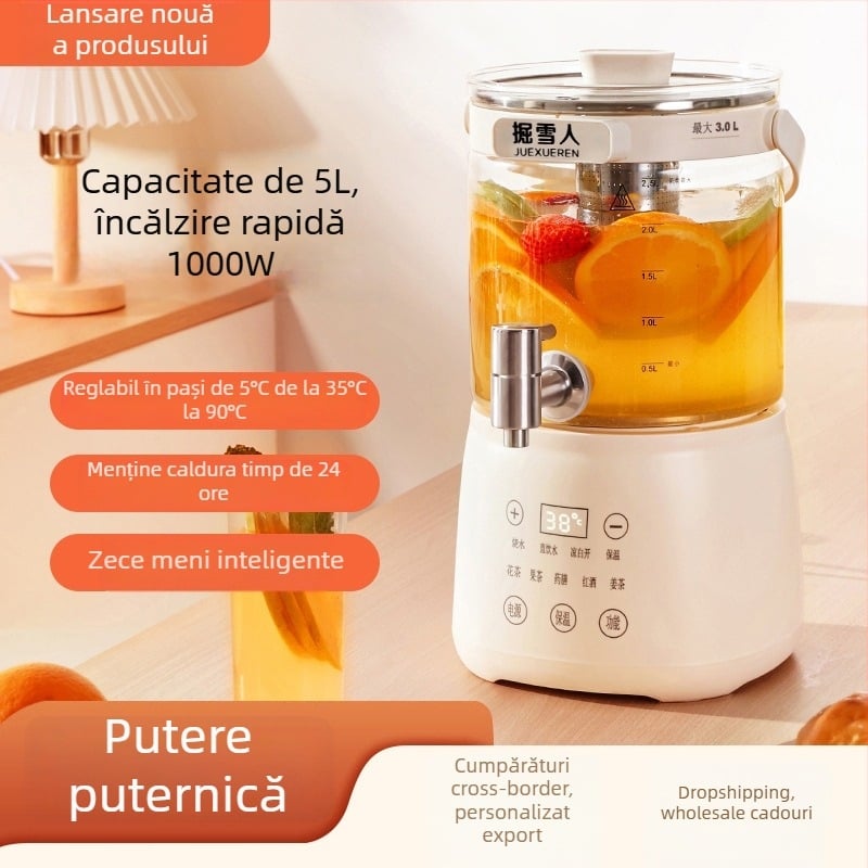 Oală de sănătate multifuncțională cu infuzor de ceai de flori, toate într-unul, cu controlul temperaturii, capacitate mare pentru uz casnic