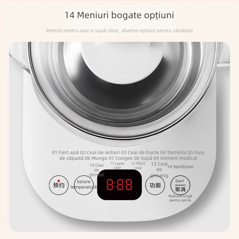 Midea MK-Y12Q Oală de sănătate pentru ceai, 1,5 L, ceainic electric cu corp din sticlă, pentru uz casnic