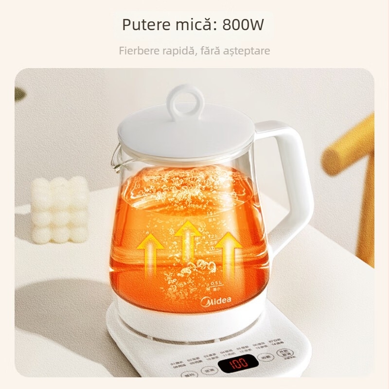 Midea MK-Y12Q Oală de sănătate pentru ceai, 1,5 L, ceainic electric cu corp din sticlă, pentru uz casnic
