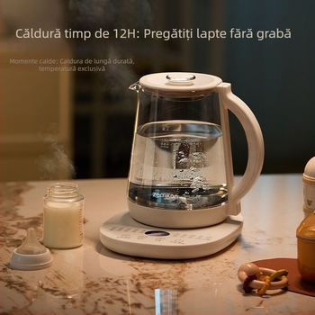 Zemkon Health Pot – Oală de sănătate cu menținere a temperaturii, corp din sticlă borosilicată, 1.8L, 800W, 220V, Control prin atingere