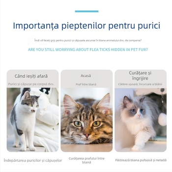 Pieptene pentru purici pentru animale de companie (câini și pisici) – pieptene cu dinți fini pentru îngrijire și îndepărtarea puricilor și păduchilor