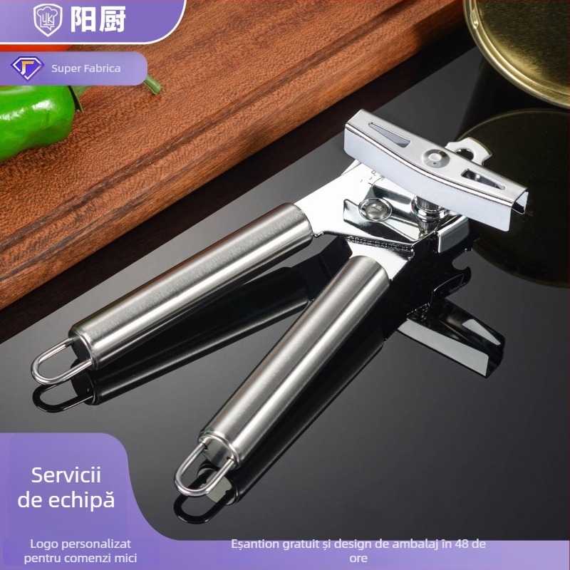 Deschizător dublu pentru sticle și conserve, corp placat cu fier, imprimare logo, personalizare disponibilă