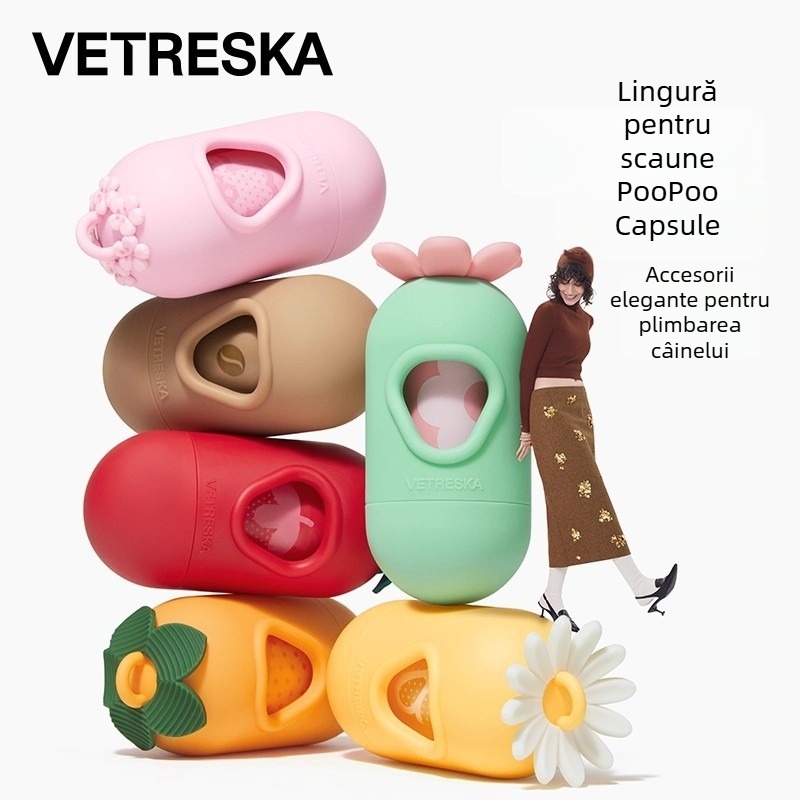 Set pentru curățarea fecalelor de câine, cu dozator de pungi și lopățică – portabil, cu pungi îngroșate