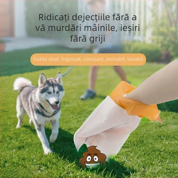 Saci biodegradabili pentru gunoiul de câine, dublu strat, portabili și de grosime mare pentru colectarea fecalelor