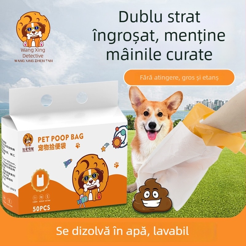 Saci biodegradabili pentru gunoiul de câine, dublu strat, portabili și de grosime mare pentru colectarea fecalelor