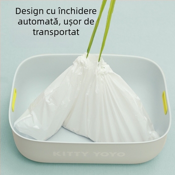 Liner pentru tavă de pisică, de unică folosință, cu șnur, din plastic