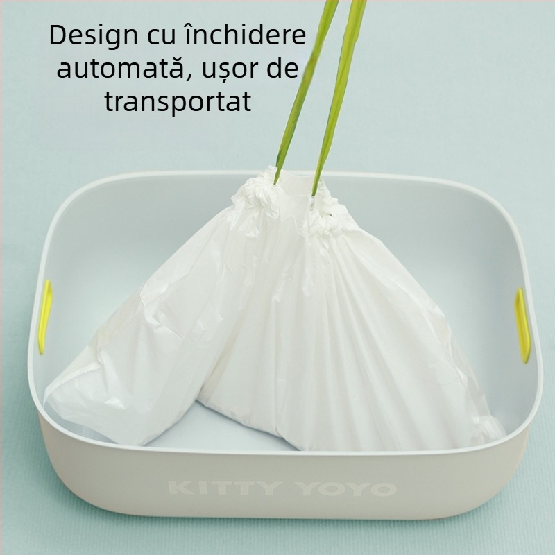 Liner pentru tavă de pisică, de unică folosință, cu șnur, din plastic