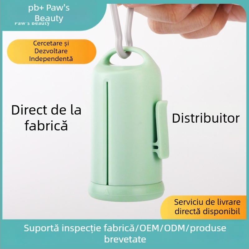 Dispenser portabil pentru saci de gunoi pentru animale de companie, design cu gură plată, material PP+PE, grosime Regular, modelul B51