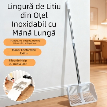 Lopată pentru nisip de pisici cu mâner lung din oțel inoxidabil — metal, Brand Little Nian, pentru animale de companie