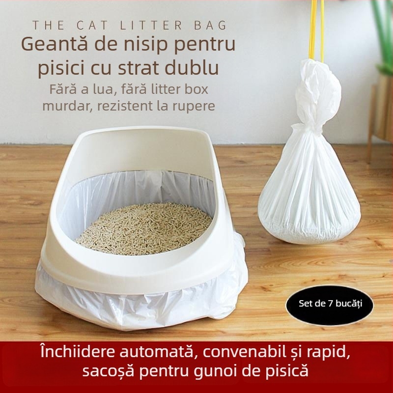 Snow Mountain Star pungile de unică folosință pentru nisipul pisicii - plastic PE îngroșat, design portabil pentru litieră