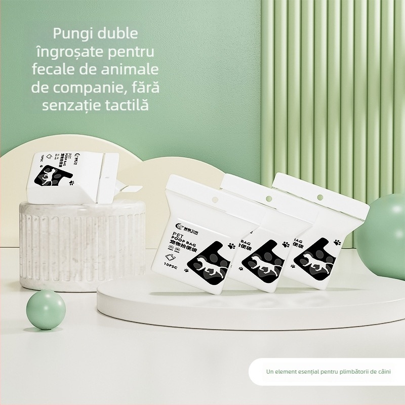 Set de 10 pungi de hârtie pentru gunoiul animalelor de companie, o singură utilizare, grosime dublă, portabil