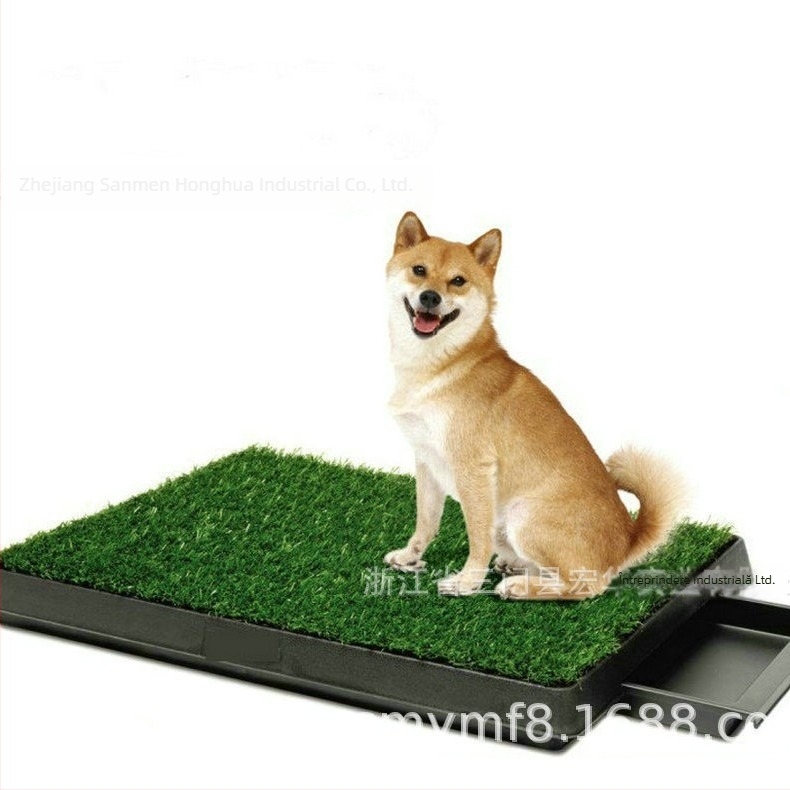 Toaletă pentru animale de companie cu sertar și covoraș gazon, corp din plastic (Material: Plastic; Cantitate în cutie: 4)