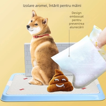 Saci dublu strat pentru fecalele câinilor, de unică folosință, pentru plimbări cu câinele, îngroșați, din hârtie plastic solubilă în apă, stil vestă
