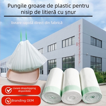 Saci inteligenți pentru litiera pisicii – cu șnur, întăriți, fără lopată, PE, rolă continuă