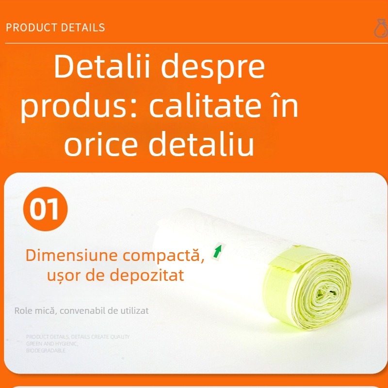 Sac pentru nisip de pisică, îngroșat, biodegradabil din PE, pentru cutia de nisip inteligentă, cu închidere automată și șnur, în rolă continuă