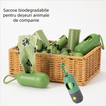 Sacose biodegradabile pentru deșeuri de animale de companie cu amprente desenate, pentru câini și pisici, de unică folosință, cu rol continuu, material bioplastic, marcă Senya, origine Zhejiang/Jinhua, ambalaj cadou