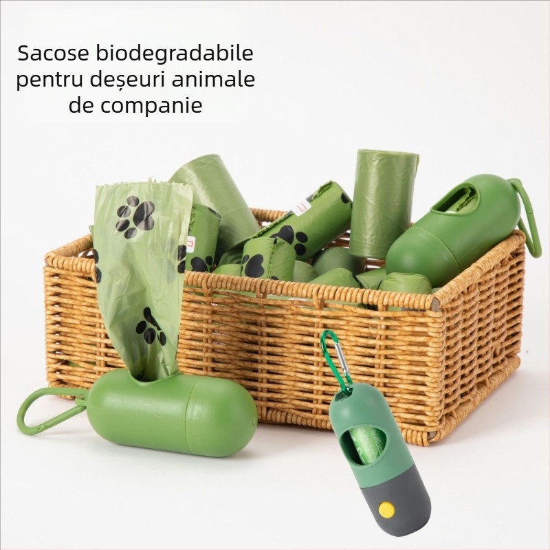 Sacose biodegradabile pentru deșeuri de animale de companie cu amprente desenate, pentru câini și pisici, de unică folosință, cu rol continuu, material bioplastic, marcă Senya, origine Zhejiang/Jinhua, ambalaj cadou