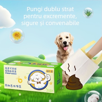 Pungi biodegradabile pentru gunoiul pisicii, sacoșe cu mâner tip vestă, pungi pentru fecalele câinilor, pungi de unică folosință pentru deșeuri, pungi pentru deșeuri din hârtie cu dublu strat