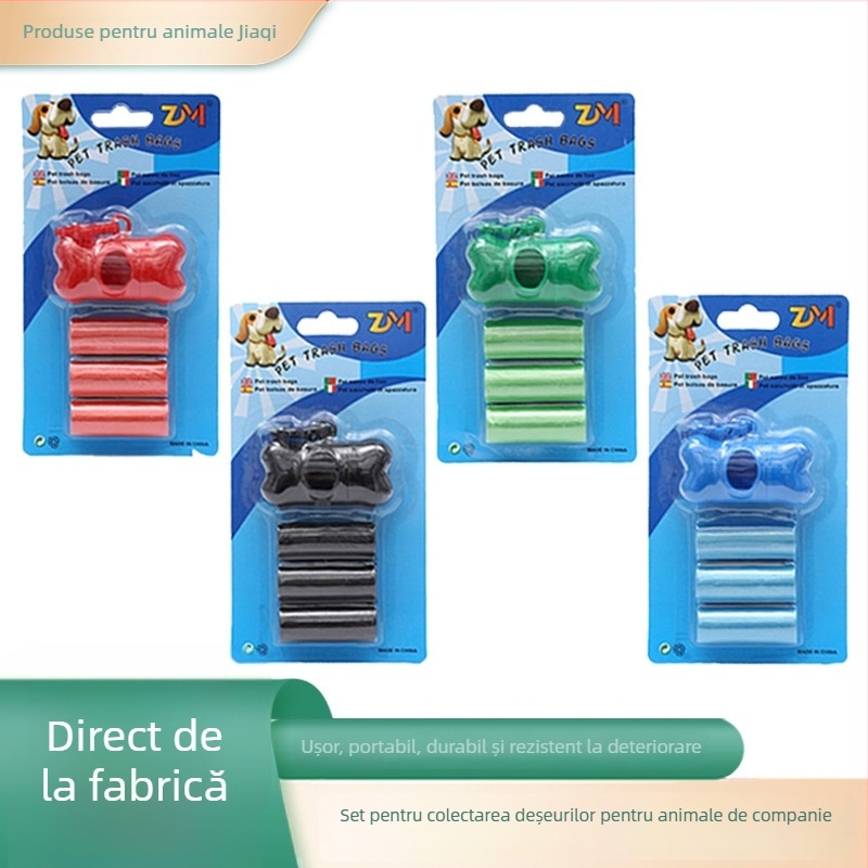 Pungi pentru dejecții de câine – 5 role, portabile, din plastic, grosime normală, 240 pungi într-o cutie