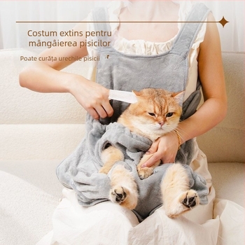 Amor Îmbrăcăminte de îngrijire pentru pisici, iarnă groasă, anti-păr, șorț piept, protecție împotriva zgârieturilor, poliester