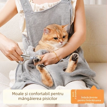 Amor Îmbrăcăminte de îngrijire pentru pisici, iarnă groasă, anti-păr, șorț piept, protecție împotriva zgârieturilor, poliester