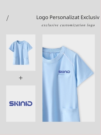 Nightingale Set Scrubs Unisex – uscare rapidă, absorbția umezelii, top cu mâneci scurte și guler rotund + pantaloni, poliester/spandex (≥95% poliester)