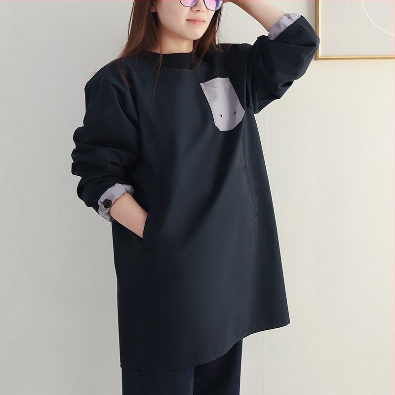 Șorț impermeabil cu mâneci lungi pentru catering, frizerie și cafenea — țesătură impermeabilă compozită, stil modern minimalist