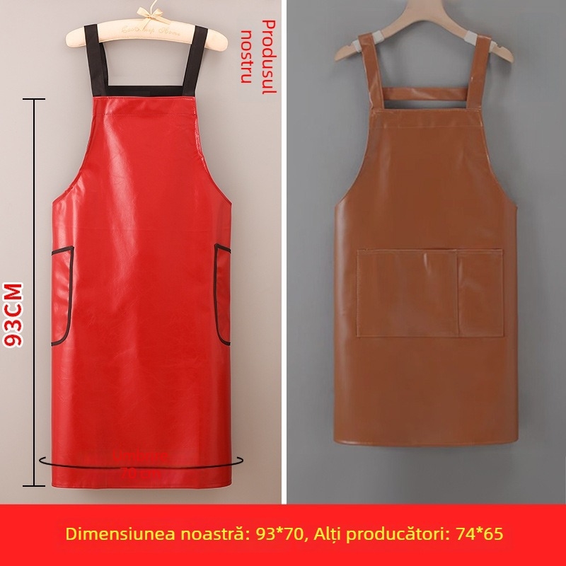 Șorț din PU, lung până la genunchi, fără mâneci, impermeabil, pentru bucătărie, cantină, spălat vase și magazine pentru animale