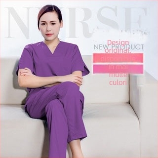 Top scrubs medical unisex cu mâneci scurte, decolteu în V, material poliester-bumbac 65%