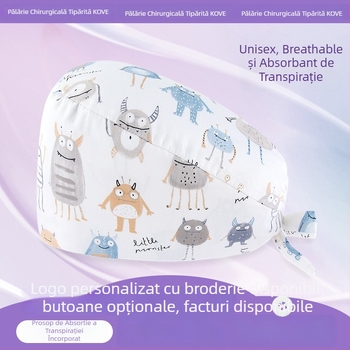 Bonetă operatorie unisex, din bumbac, vârf plat, imprimare cu posibilitatea logo-ului