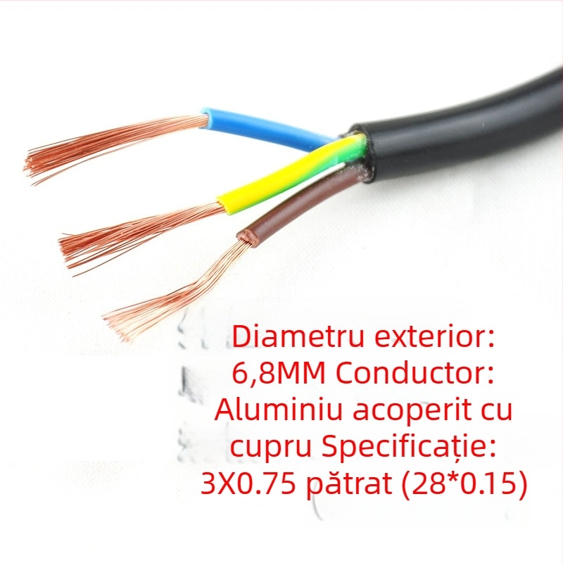 Cablu de alimentare AC cu aluminiu acoperit cu cupru și conector israelian, lungime 1,5 m, trei pini