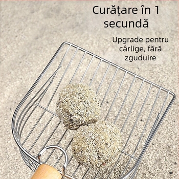 Lingură metalică pentru nisip de pisică, mâner din lemn (fir de fier cu electroplacare; pentru pisici; fără import; fără marcă privată)