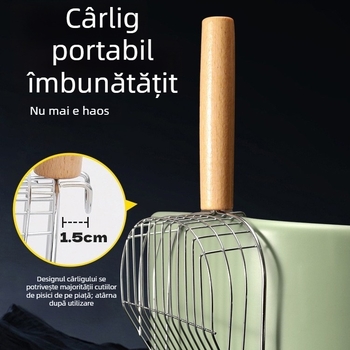 Lingură metalică pentru nisip de pisică, mâner din lemn (fir de fier cu electroplacare; pentru pisici; fără import; fără marcă privată)