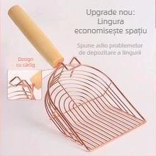 Lopată pentru nisip de pisică, a cincea generație, cu cârlig metalic și mâner din lemn, universal pentru nisip de tofu și bentonit, brand Honghai