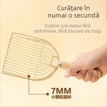 Lopată pentru nisip de pisică, a cincea generație, cu cârlig metalic și mâner din lemn, universal pentru nisip de tofu și bentonit, brand Honghai