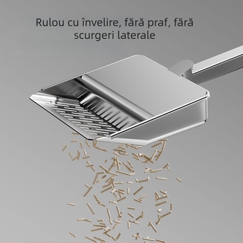 Lopată de nisip pentru pisici cu capac, din oțel inoxidabil, multifuncțională, cu găuri fine