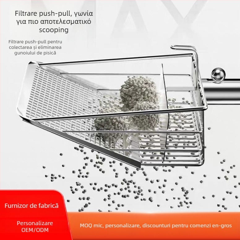 Lopată metalică pentru litiera pisicilor POPOCOLA | Material: Fier cromat | Pentru pisici | Fără import