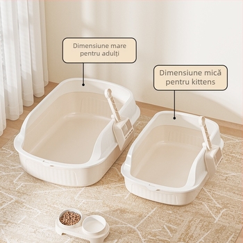 Lădiță de nisip pentru pisici, design semiînchis, cupă detașabilă, tavă din plastic înălțată, PP, pentru pisici și pisoiași