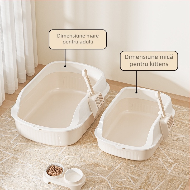 Lădiță de nisip pentru pisici, design semiînchis, cupă detașabilă, tavă din plastic înălțată, PP, pentru pisici și pisoiași